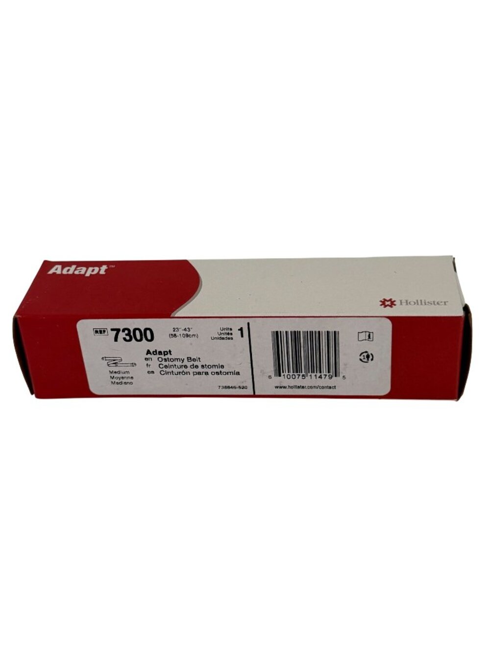New Hollister Ostomy 7300 Box of 1 Adapt Belt Medium 23"-43” Beige